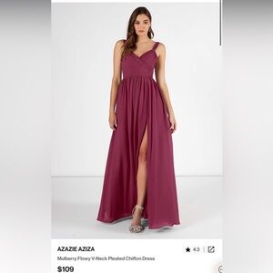 Mulberry Flowy V-neck Pleated Chiffon Dress